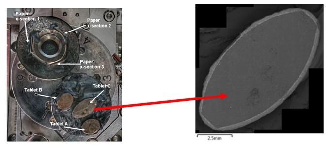 Image – Annotated optical image (left) and montaged electron image (right) used for sample navigation in AZtecLive